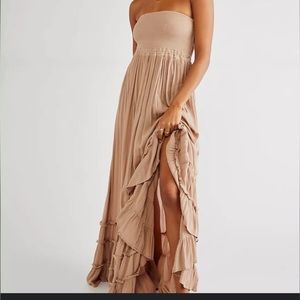 BIEGE STRAPPY BACK MAXI DRESS